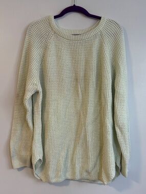 CORE Life Waffle Knot Mint Green Long Sleeve Crew Neck Cotton Sweater Size Large